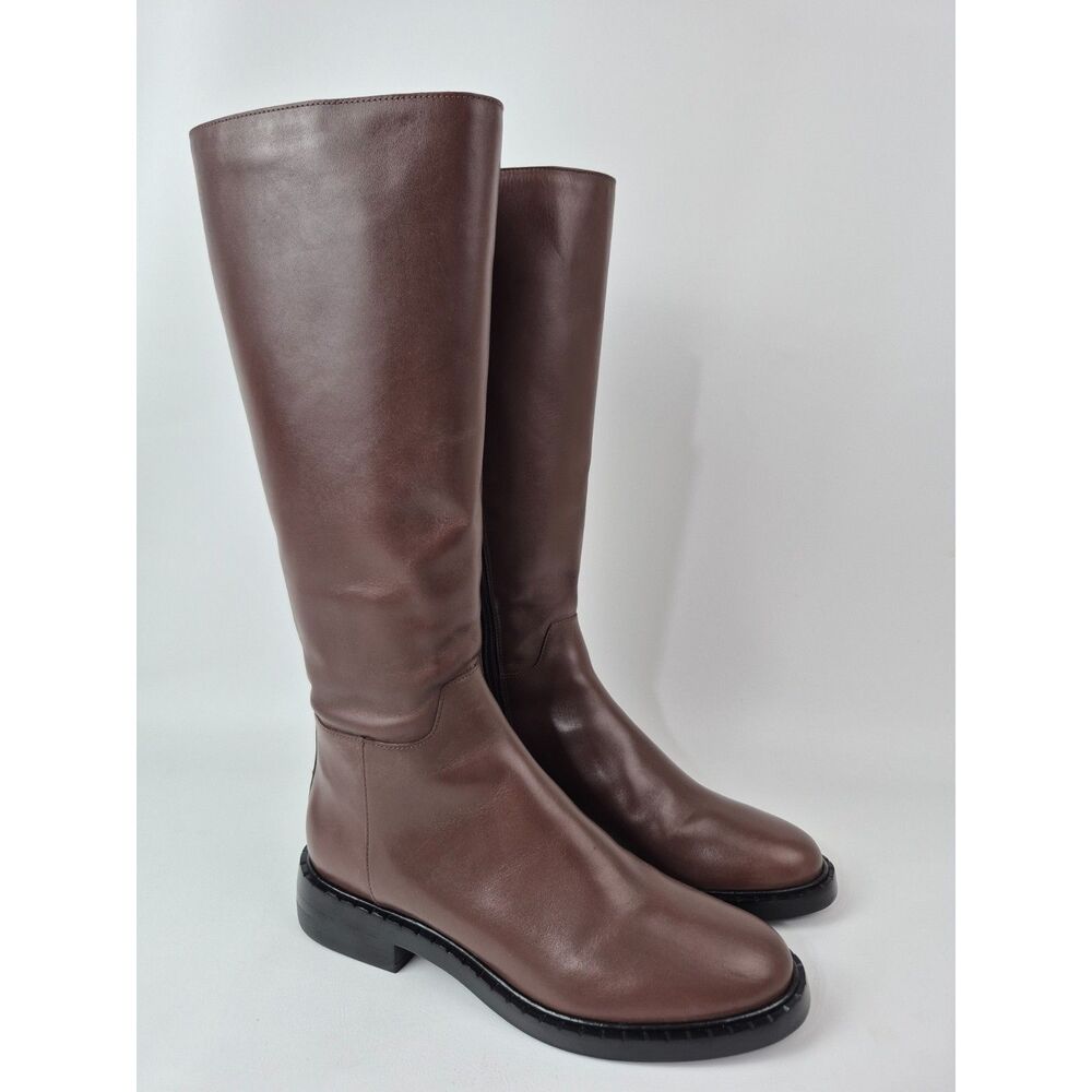 Reformation Women's Espresso Brown Leather Nancy Knee Riding Boots Size 8.5